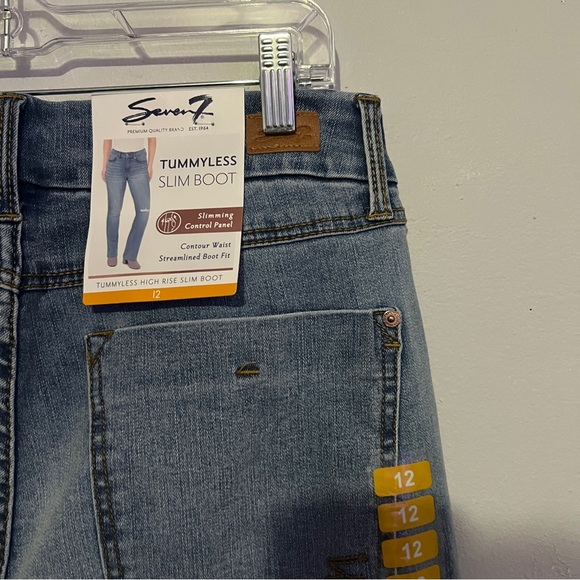 New Seven7 Tummyless High Rise Slim Boot Jeans in Laguna Stretch Denim Size 12 - Picture 6 of 7
